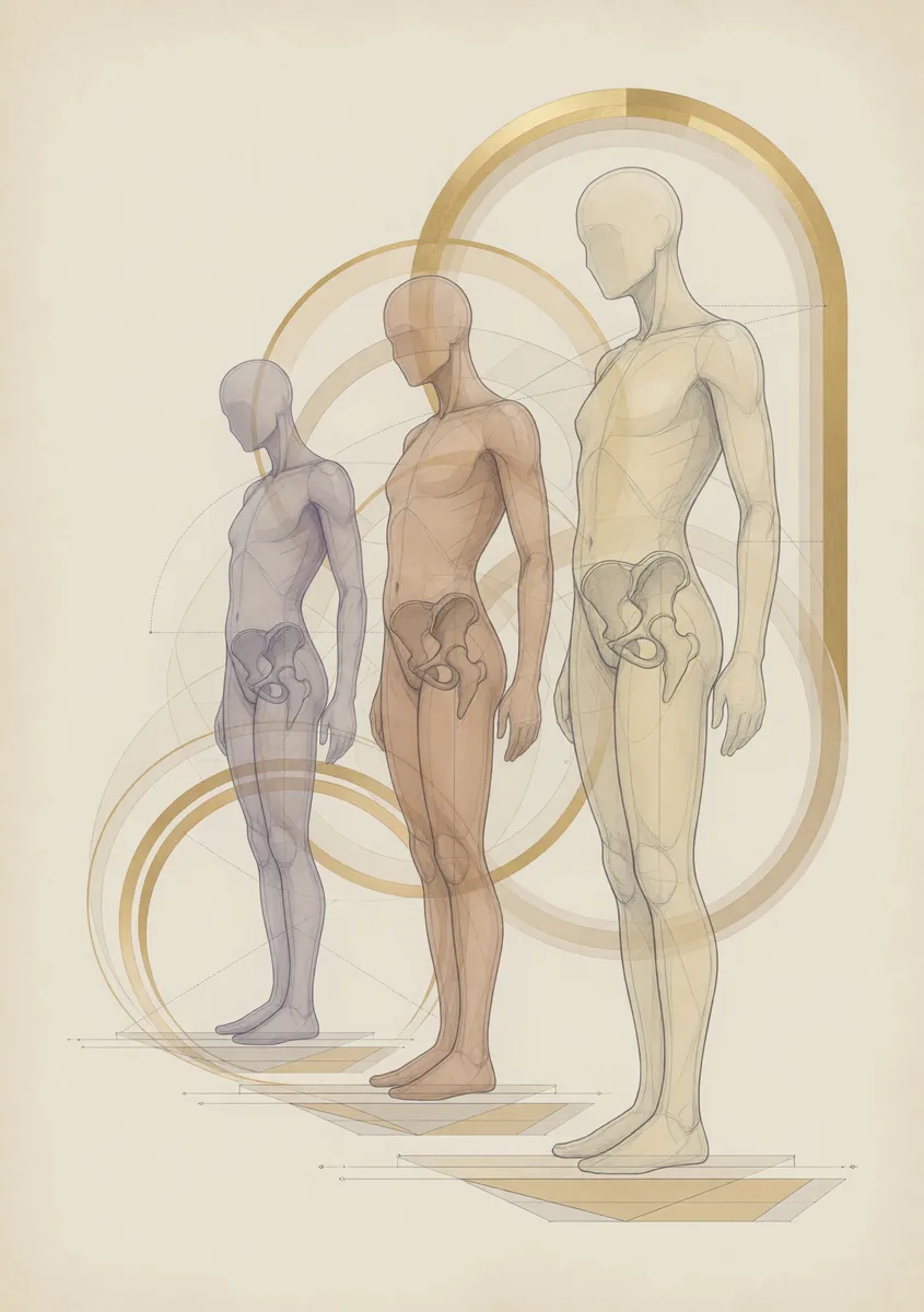 Abstract illustration of structural change developing across a multi-session Rolfing series