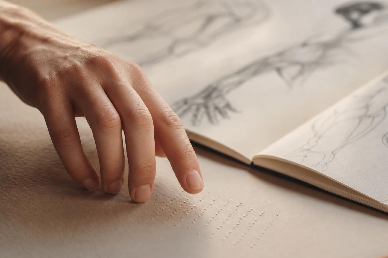 Fingertips reading raised tactile patterns as a metaphor for skilled Rolfing touch